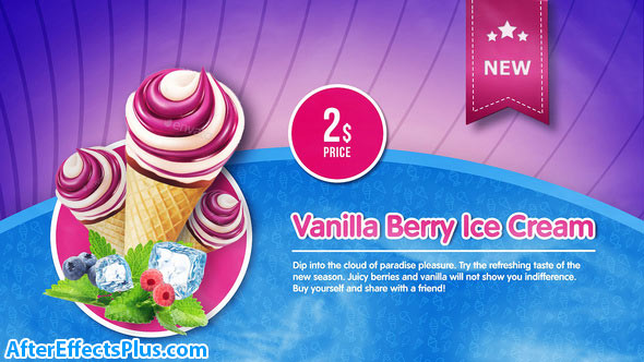 پروژه افتر افکت اینترو و تیزر تبلیغاتی بستنی فروشی - Ice Cream Menu