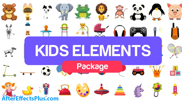 پروژه افتر افکت پکیج المنت کارتونی و عروسکی - Kids Elements Package