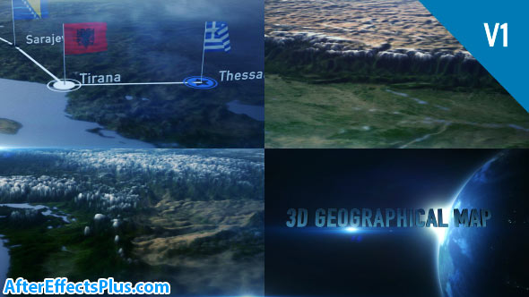 پروژه افتر افکت نقشه جغرافیایی سه بعدی - 3D Geographical Map