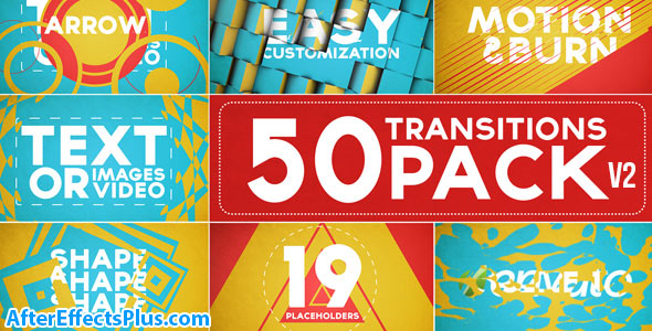 پروژه افتر افکت پکیج 50 ترانزیشن اسلایدشو - 50 Transitions Pack with Opener