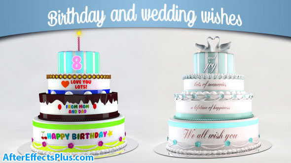 پروژه افتر افکت کیک عروسی و جشن تولد - Videohive Birthday and Wedding Wishes