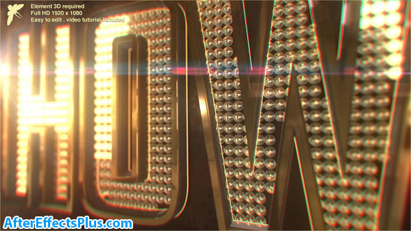 پروژه افتر افکت نمایش لوگو و متن سه بعدی با لامپ های کوچک - Videohive Showbiz Logo