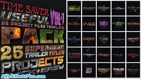 دانلود پروژه افتر افکت پکیج متن سه بعدی - Avengers SuperHeroes Pack
