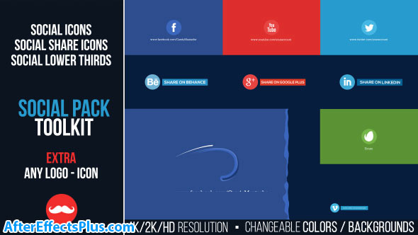 پروژه افتر افکت پکیج ابزار شبکه های اجتماعی - Videohive Social Pack Toolkit