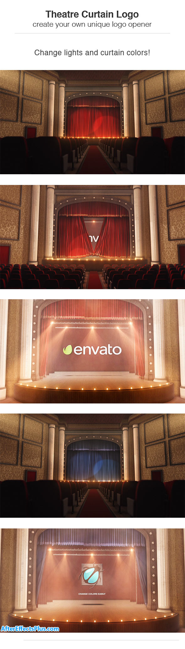 پروژه افتر افکت نمایش لوگو پرده تئاتر - Theatre Curtain Logo