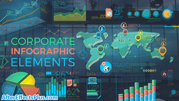 پروژه افتر افکت ابزار اینفوگرافیک شرکتی رنگارنگ - Colorful Corporate Infographic Elements