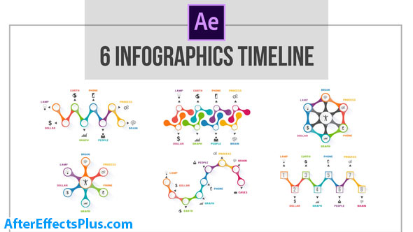 پروژه افتر افکت 6 تایم لاین اینفوگرافیک - 6 Infographics Timeline