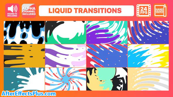 پروژه افتر افکت پکیج ترانزیشن مایع کارتونی - Liquid Transitions Pack