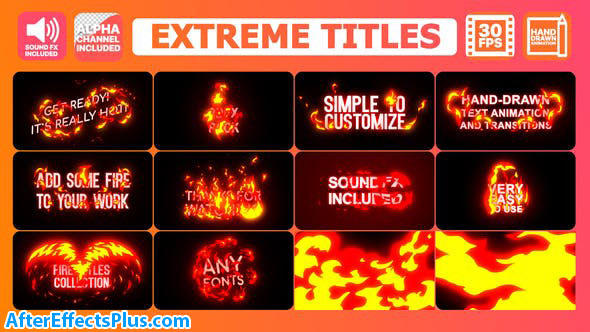 پروژه افتر افکت نمایش متن و لوگو با آتش کارتونی - Extreme Titles
