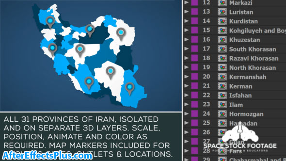 پروژه افتر افکت نقشه ایران به همراه استان ها - Iran Map Kit